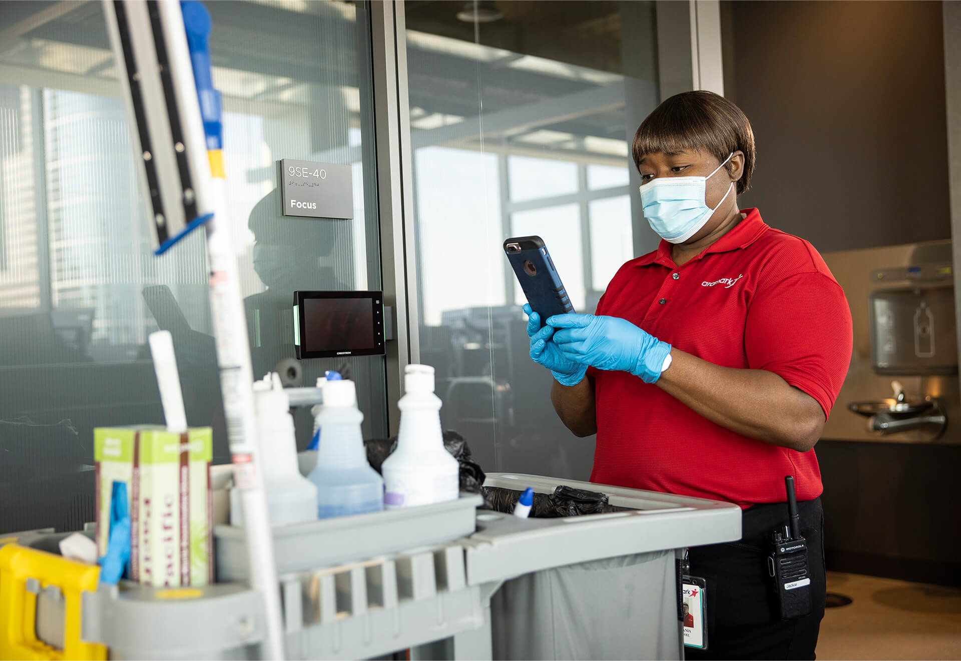 Cleaning cart.